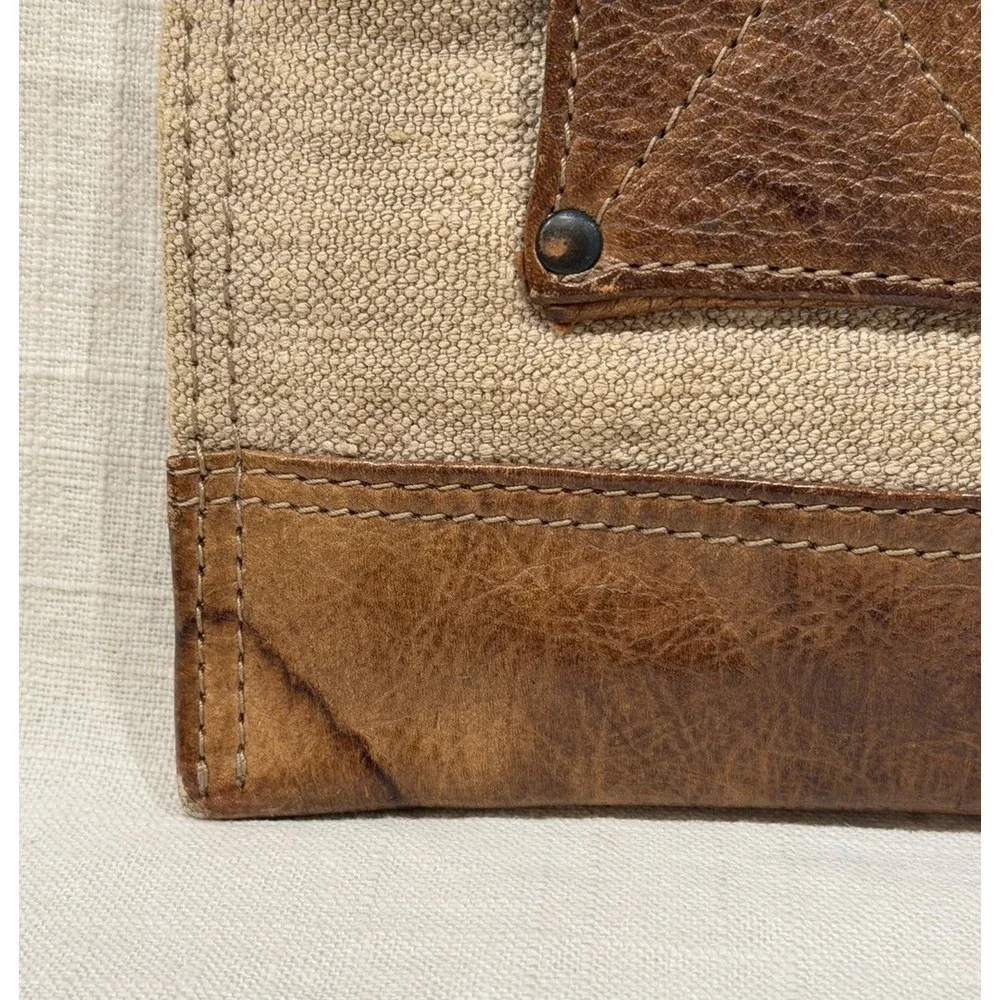 Vintage 80s Banana Republic Safari Linen & Leather Travel Pouch Strap Italy